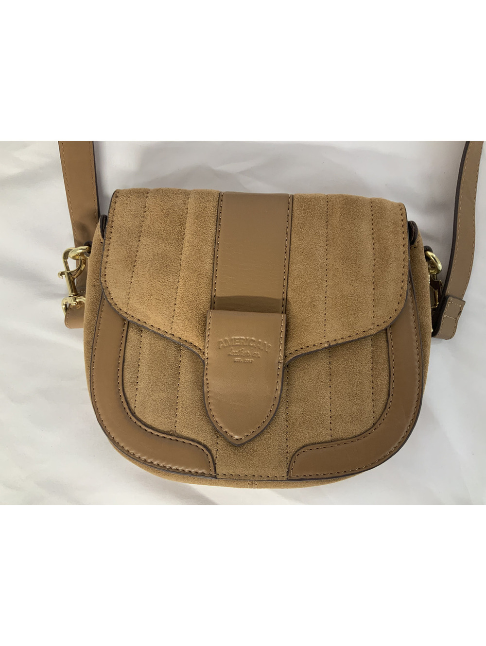 American Leather Co. Aiken Flap top suede crossbody